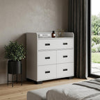 33" White Wood Five Drawer Dresser