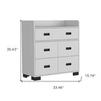 33" White Wood Five Drawer Dresser