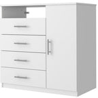 35" White Wood Four Drawer Combo Dresser