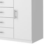 35" White Wood Four Drawer Combo Dresser