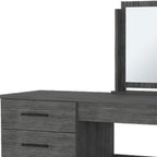 39" Gray Wood Mirrored Four Drawer Vanity Table