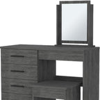 39" Gray Wood Mirrored Four Drawer Vanity Table