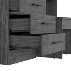 39" Gray Wood Mirrored Four Drawer Vanity Table
