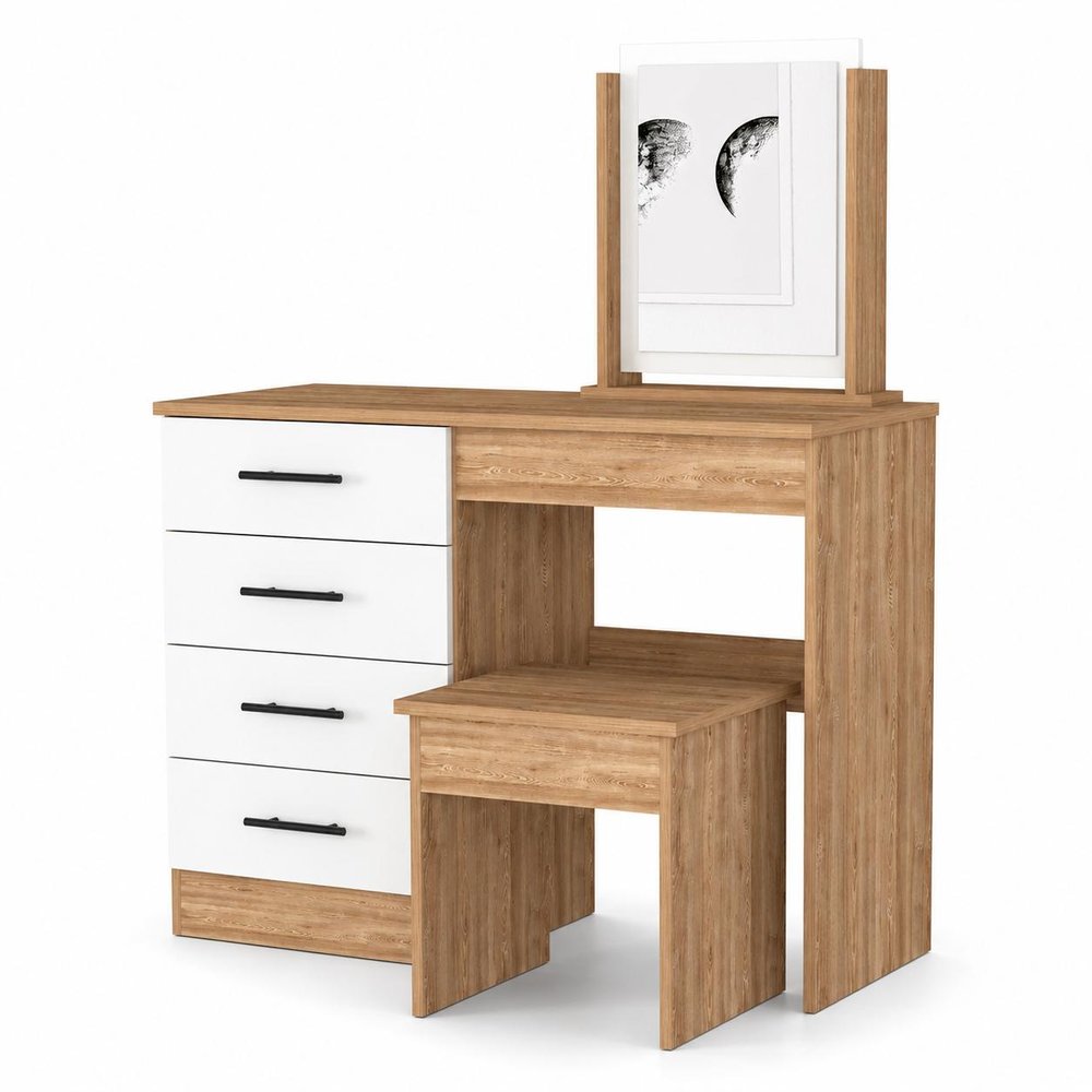 39" Natural Wood Freestanding Bathroom Vanity And Four Drawers