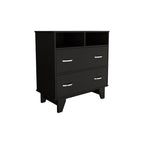 32" Black Wood Two Drawer Dresser