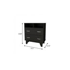 32" Black Wood Two Drawer Dresser
