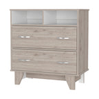 32" Oak Wood Two Drawer Dresser