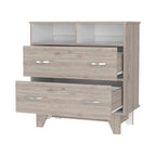 32" Oak Wood Two Drawer Dresser