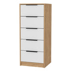 18" White and Natural Five Drawer Standard Chest