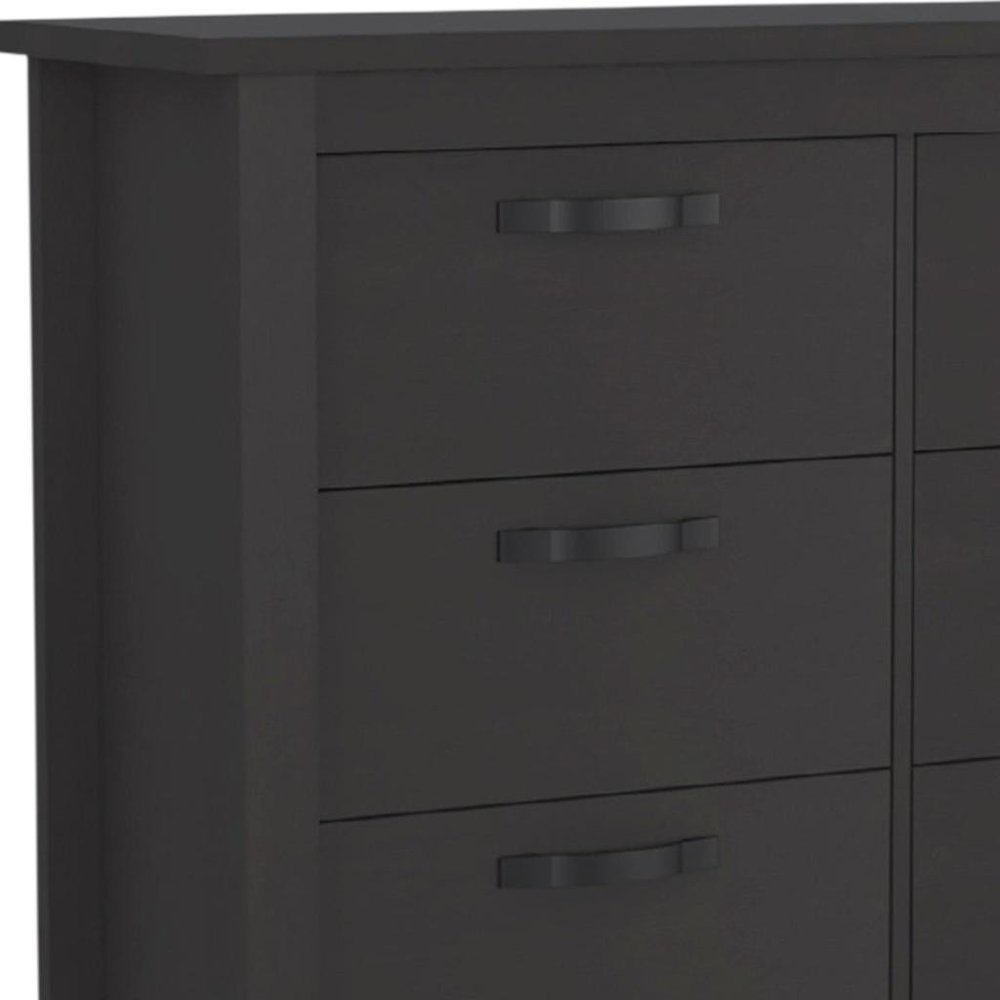 36" Black Wood Six Drawer Double Dresser