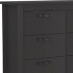 36" Black Wood Six Drawer Double Dresser