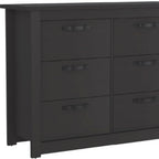 36" Black Wood Six Drawer Double Dresser