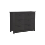 36" Black Wood Six Drawer Double Dresser