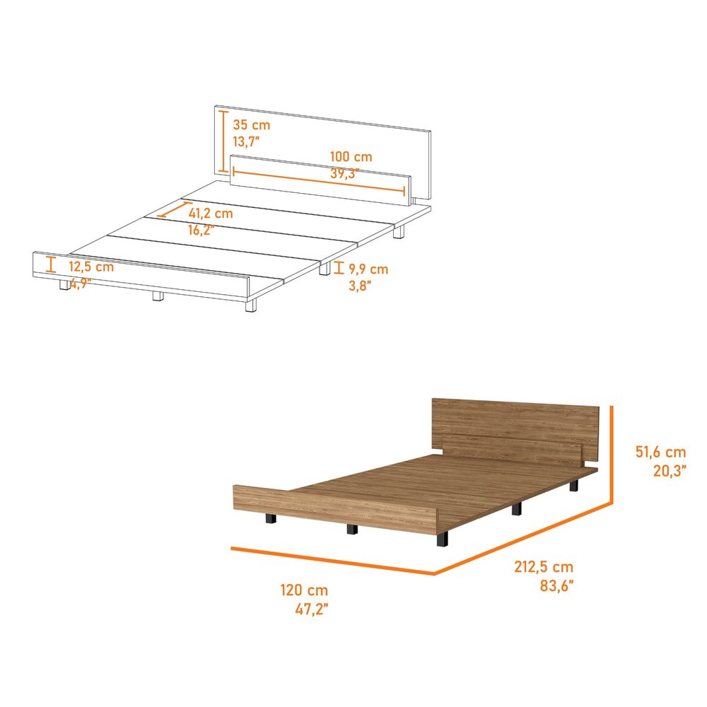 Beige Wood Twin Bed Frame