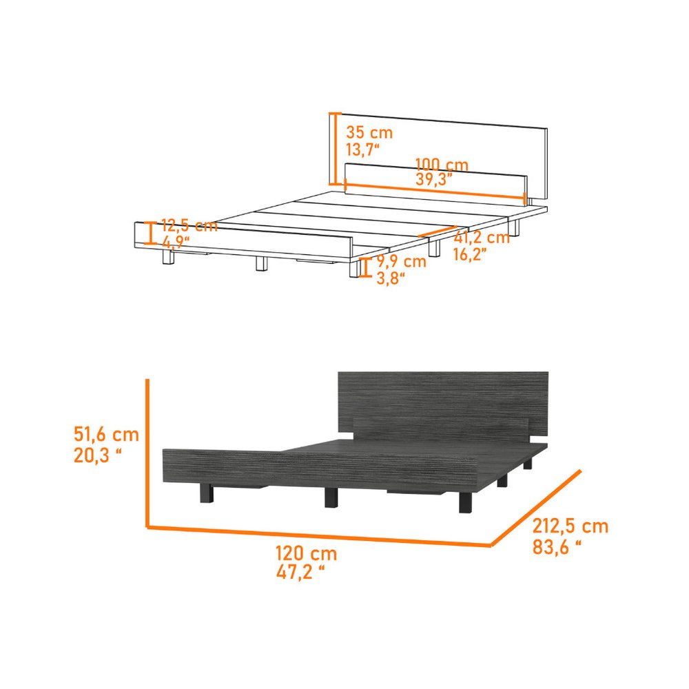 Beige Wood Twin Bed Frame
