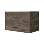 32" Dark Brown And White Wood Wall Mounted Bathroom Cabinet