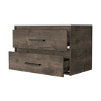 32" Dark Brown And White Wood Wall Mounted Bathroom Cabinet