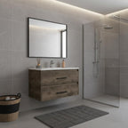 32" Dark Brown And White Wood Wall Mounted Bathroom Cabinet