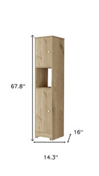 14" Light Brown Wood Accent Cabinet With Two Doors