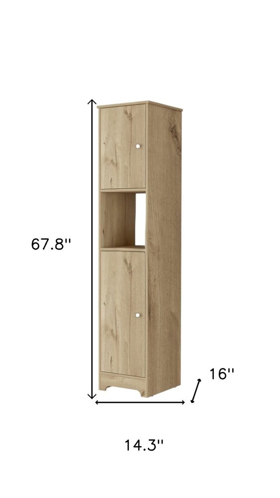 14" Light Brown Wood Accent Cabinet With Two Doors