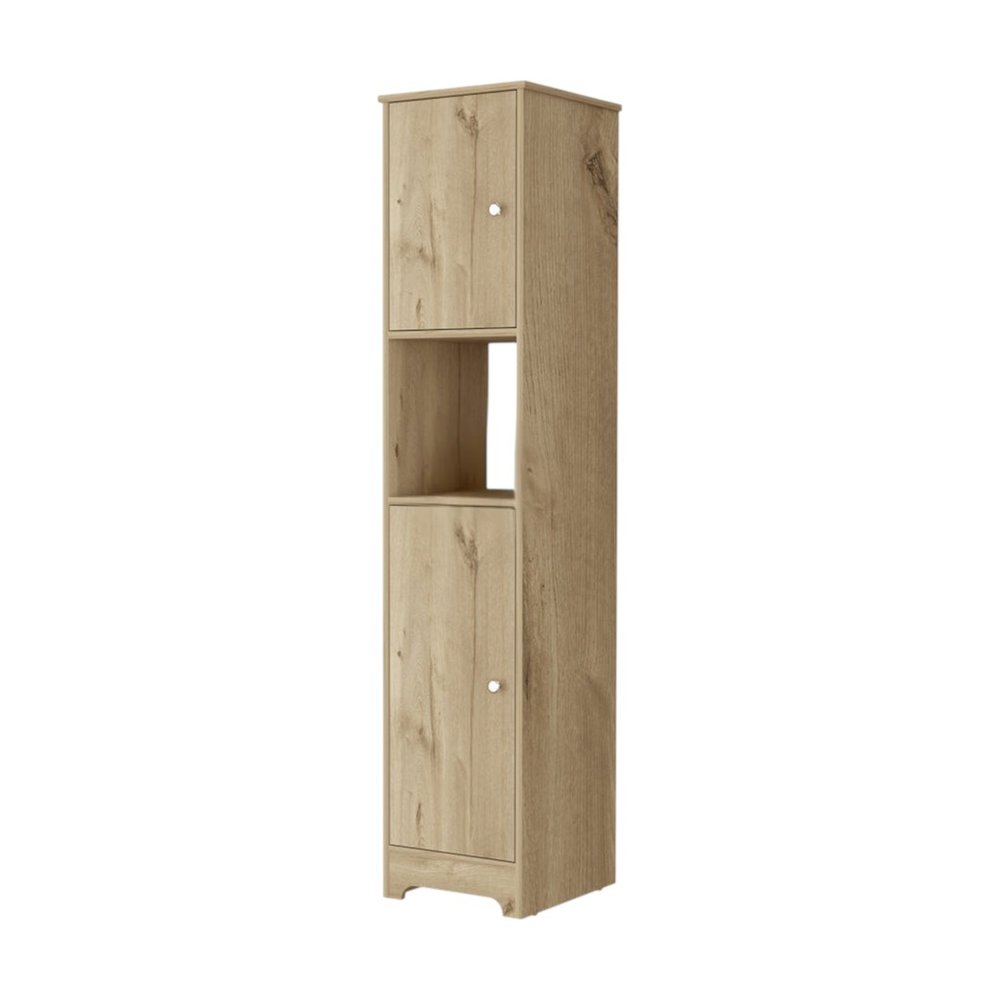 14" Light Brown Wood Accent Cabinet With Two Doors