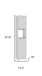14" White Wood Double Door Linen Cabinet