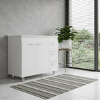 39" White Wood Accent Cabinet With Two Doors And Three Drawers