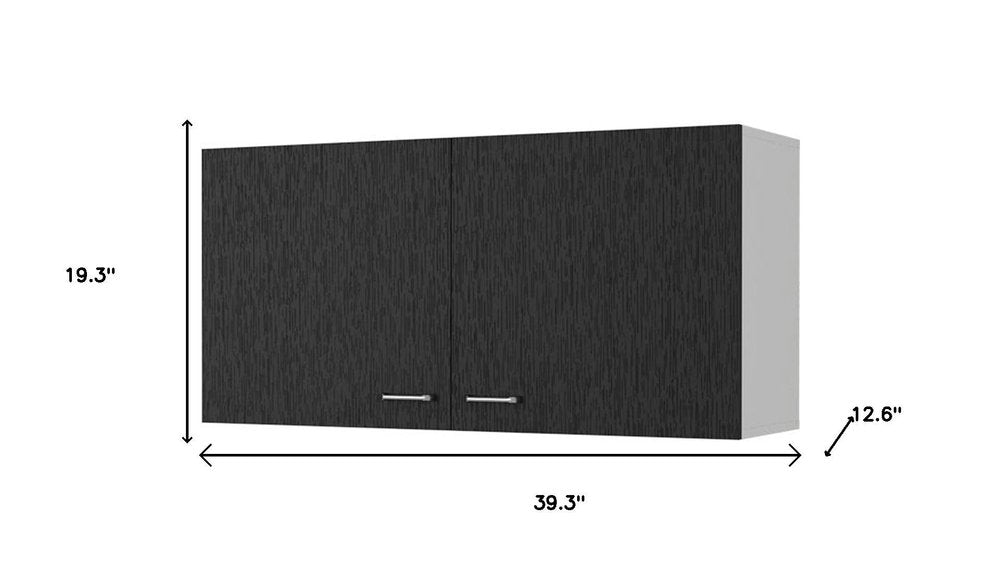 39" Black Wood Wall Mounted Accent Cabinet
