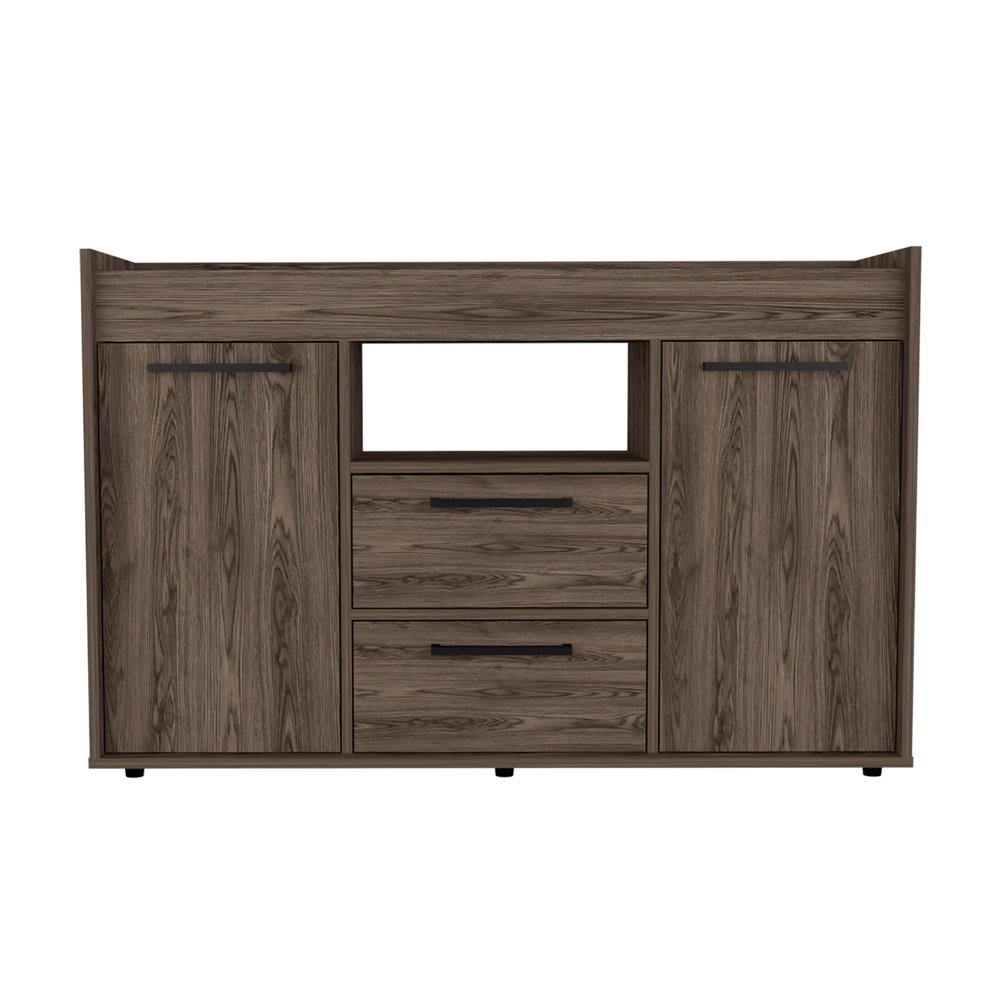 47" Walnut Wood Two Drawer Sideboard with Two Doors