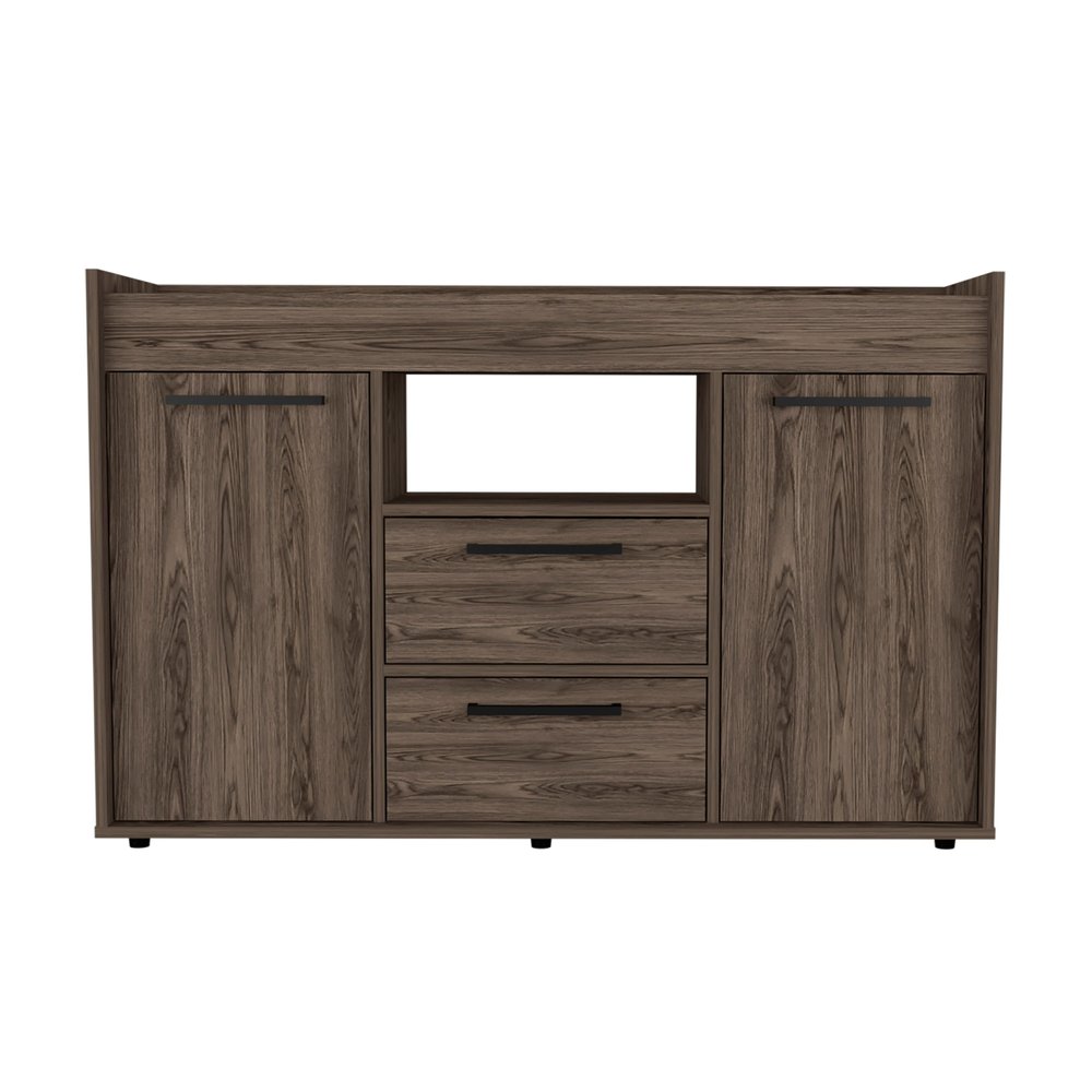 47" Walnut Wood Two Drawer Sideboard with Two Doors