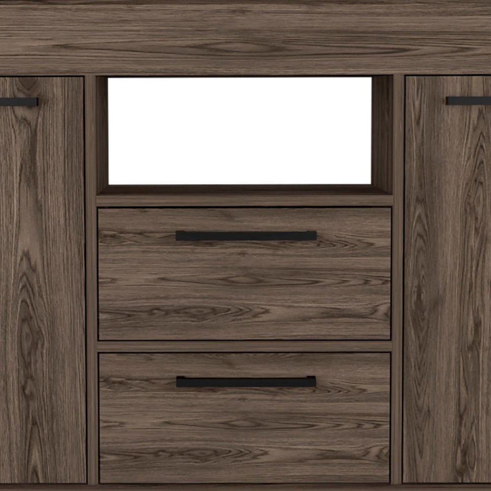 47" Walnut Wood Two Drawer Sideboard with Two Doors
