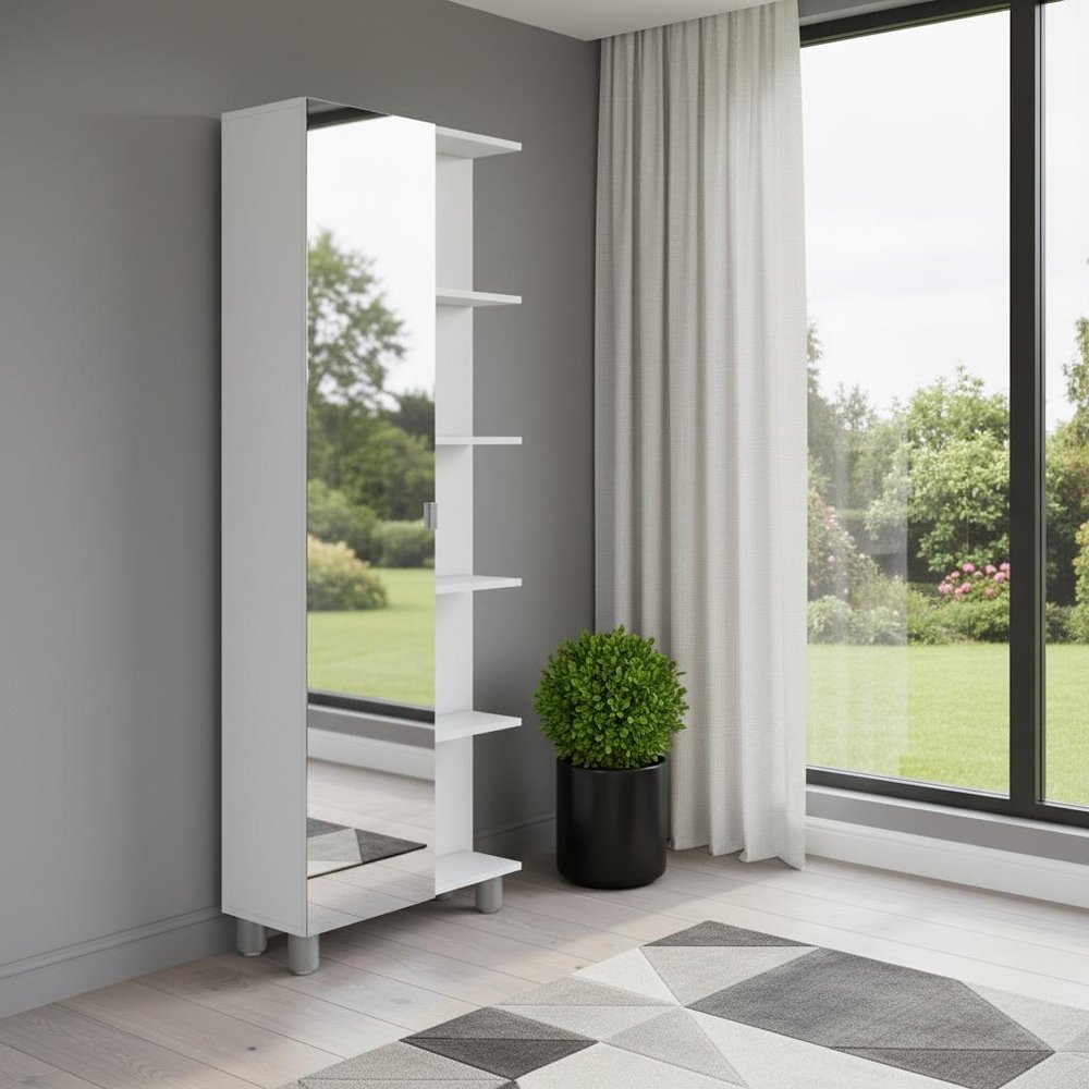 20" White Wood Accent Cabinet With Single Door