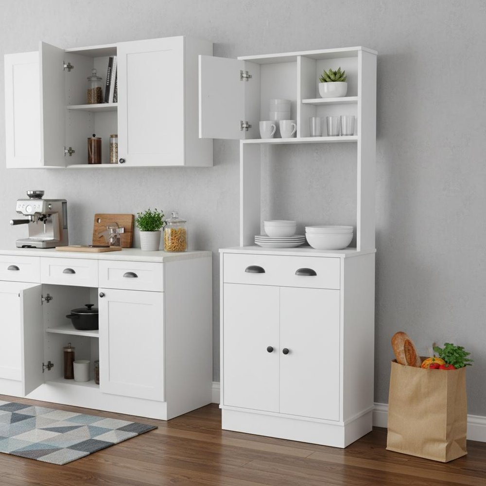 67" White Wood Pantry Or Storage Closet