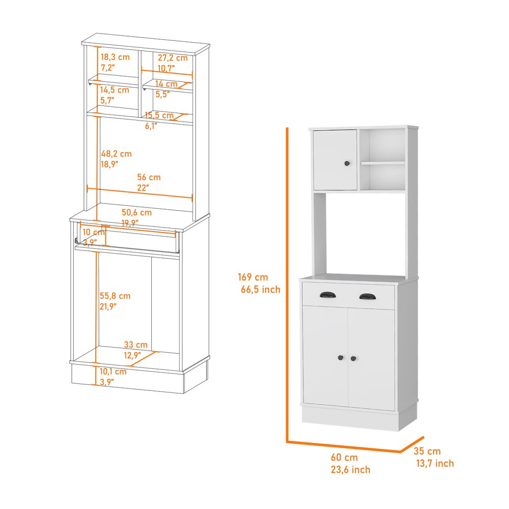 67" White Wood Pantry Or Storage Closet