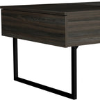 39" Espresso And Black Wood And Metal Lift Top Coffee Table With Drawer