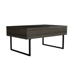 39" Espresso And Black Wood And Metal Lift Top Coffee Table With Drawer