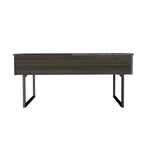 39" Espresso And Black Wood And Metal Lift Top Coffee Table With Drawer