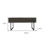 39" Espresso And Black Wood And Metal Lift Top Coffee Table With Drawer
