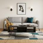 40" Espresso And Black Wood And Metal Coffee Table With Shelf