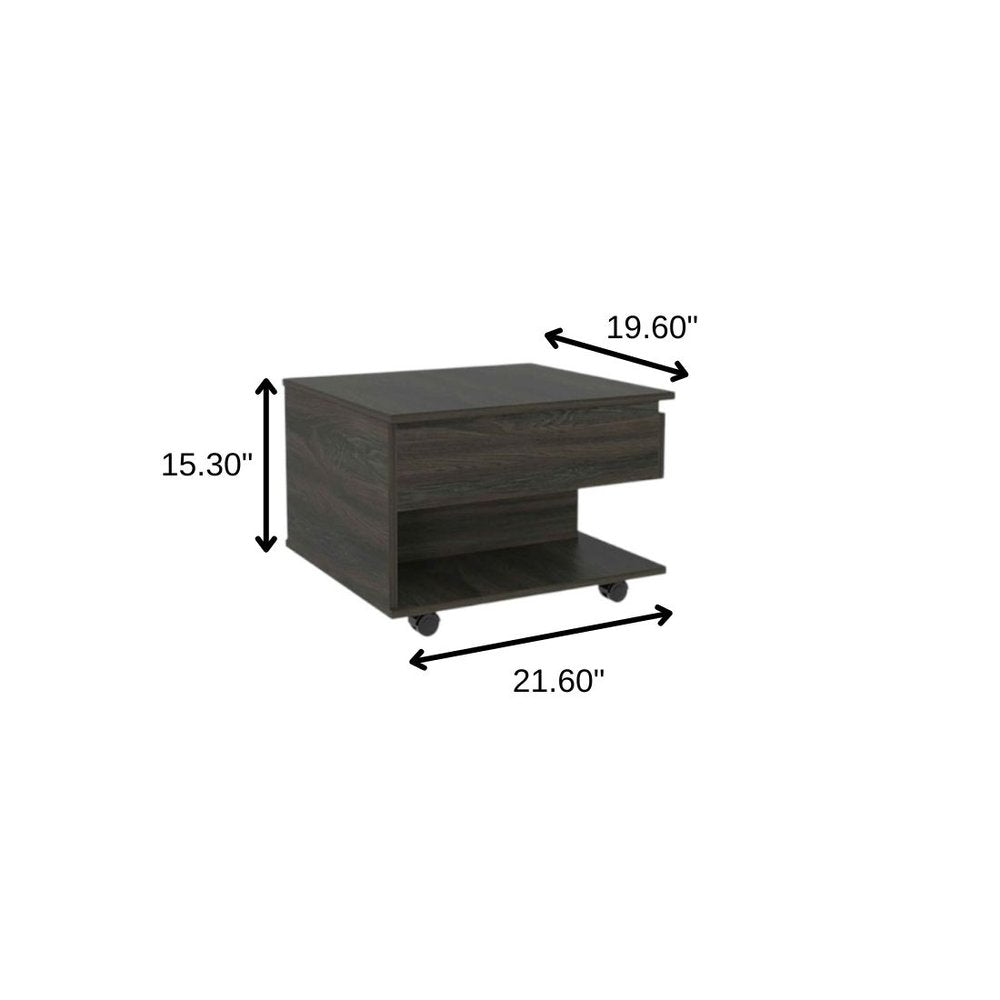22" Espresso Wood Lift Top Wheel Coffee Table