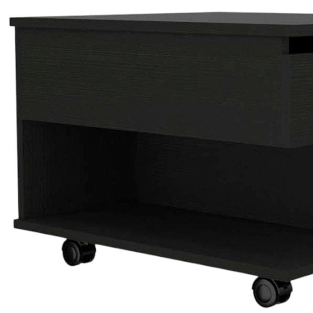 22" Charcoal Wood Lift Top Wheel Coffee Table