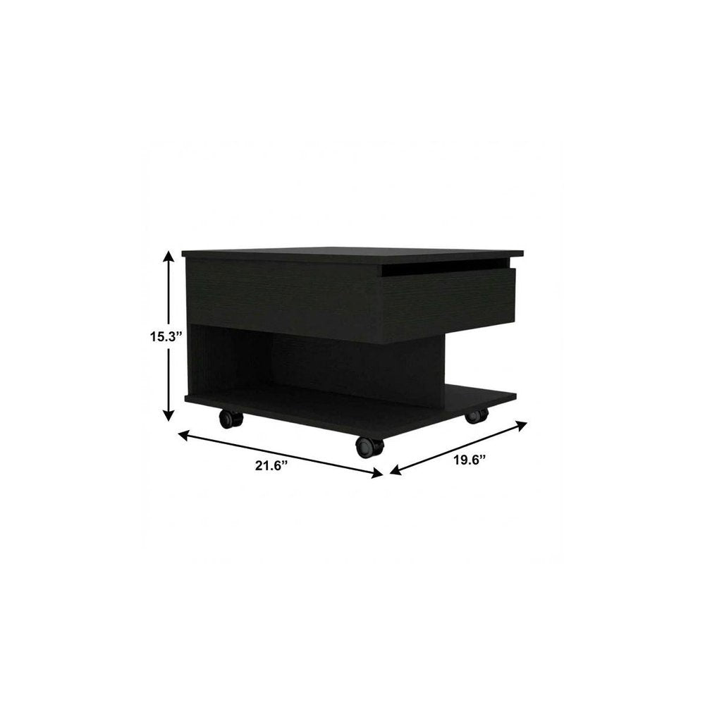 22" Charcoal Wood Lift Top Wheel Coffee Table