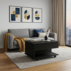 22" Charcoal Wood Lift Top Wheel Coffee Table