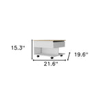 22" Natural And White Wood Lift Top Coffee Table With Two Shelves