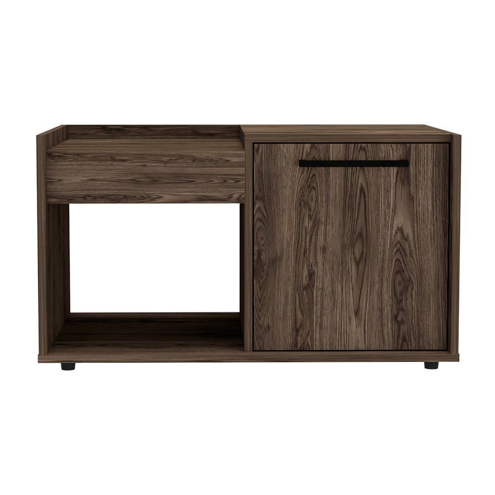32" Brown Wood Coffee Table With Shelf
