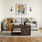 32" Brown Wood Coffee Table With Shelf