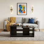 35" Espresso Wood Coffee Table With Shelf