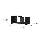 35" Espresso Wood Coffee Table With Shelf