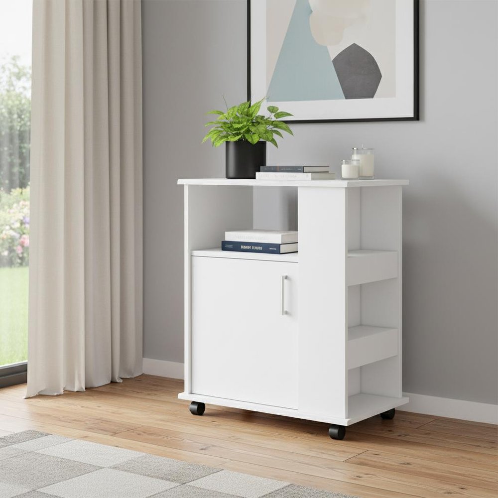 24" White Wood Accent Cabinet With Single Door