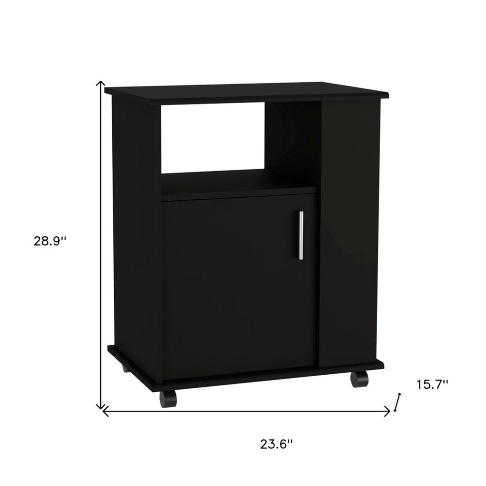 24" Black Wood Accent Cabinet With Single Door